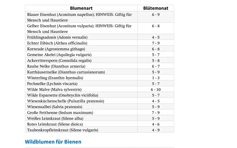 Wildblumen für Hummeln, Bienen & Schmetterlinge